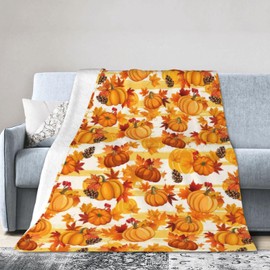 Carwayii Fall Blanket Soft Fall Throw Blanket Fleece Pumpkin Blanket Comfy Plush Thanksgiving Blanket Flannel Travel Blanket for Outdoor Couch Sofa Birthday Thanksgiving Gifts for Women Men Kids