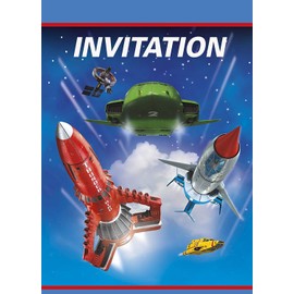 Unique Party 48934 CiTV Foldover Invitations | Paper | Thunderbirds | 8 Pcs, Blue