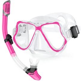 QcoQce Dry Snorkel Set, Anti-Fog and Panoramic Wide View Diving Mask, Easy Breathing and Professional Snorkel Mask with Soft Mouthpiece, Snorkel Set for Adults