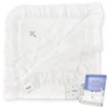Pinuotu Silky Tencel Hooded Baptism Christening Blanket, Cross Gift, 40x40