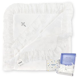 Pinuotu Silky Tencel Hooded Baptism Christening Blanket, Cross Gift, 40x40