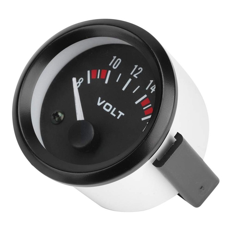 EVGATSAUTO Voltage Gauge, 12V Voltmeter 52mm/2in Voltage Meter Gauge 8-16V