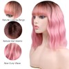 ZYYDSGO Pink Short Wavy Wig for Women Shoulder Length Bob