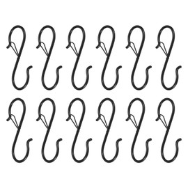 HARFINGTON 12pcs S Hooks 3.5 Inch S-Shaped Metal Hook Hanger with Safety Buckle for Hanging Plants Clothes Pots and Pans Kitchen Utensil Bags, Black