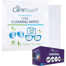 Care Touch Lens Wipes for Eyeglasses- 400 Count Individually Wrapped Pre- Moistened Wipes, 5 x 6 Inch- Camera Lens, Sunglasses and Glasses Cleaner,- Gentle and Portable for Cleaning of Optical Devices