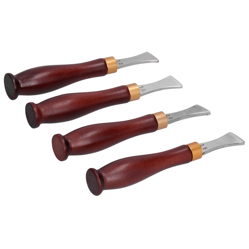 4pcs Leather Edgers Sharp Professional Trimming Working Kit with Wooden