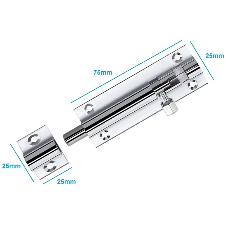 TERF Door Bolt Polished Chrome Barrel Slide Lock Door Latch