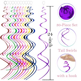 30 pcs Purple Hanging Swirls Party Decorations Party Streamers for Ceiling Party Decorations
