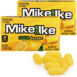 Mike and Ike Sour Lemon Candy, 2 Pack of Candy Boxes 0.78OZ Each, Ideal Mike and Ike Candy for Your Favorite Films, Perfect Candy for Sharing with Friends.