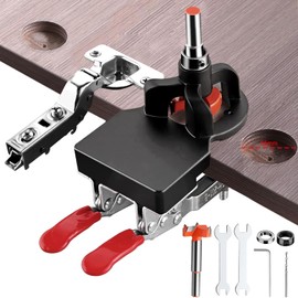 35mm Perforador de Bisagra de posicionamiento oculto,Abrazadera de Bisagra de Puerta Oculta,Ajustable,Aleación de Aluminio con 2 Clips de Fijación,Ayuda para la Instalación de Perforación (Negro)