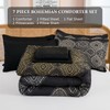 WONGS BEDDING Black Comforter Set Queen, Boho Gold Damask Comforter
