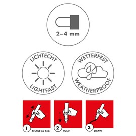 Marabu 01210032084 Brilliant Painter, Gold 084, Line Width Approx. 2 - 4 mm, Universal Paint Pen, Glossy, Opaque, Weatherproof, Non-fading, Quick Drying, for Various Surfaces