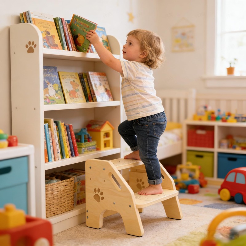 Toddler Step Stool Wooden 2 Step - Height Adjustable Bathroom