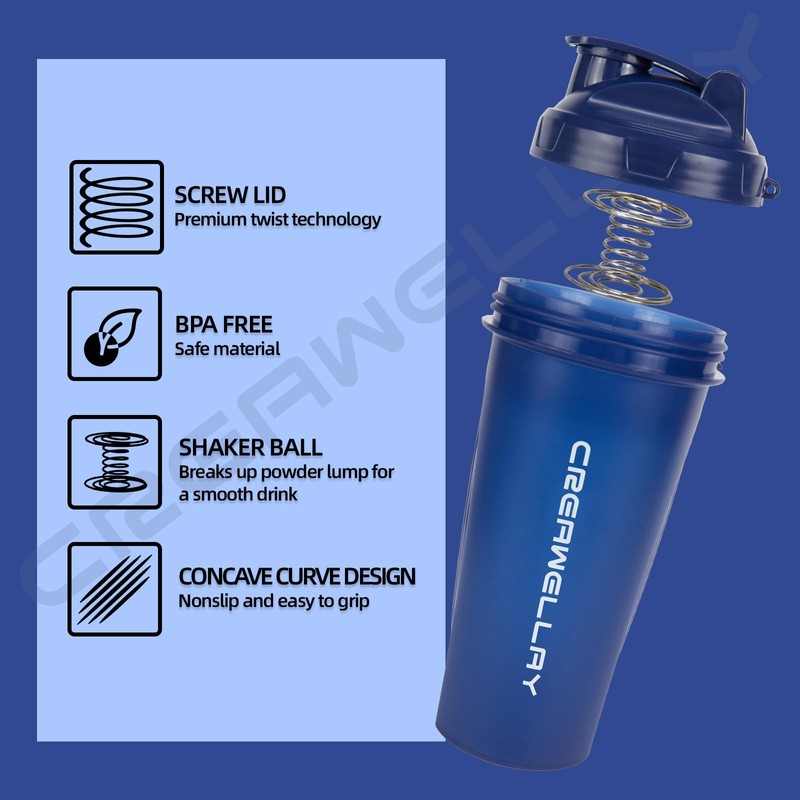 28oz & 17oz Protein Shaker Bottles with Blending Ball-Blue