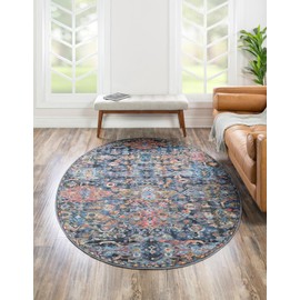 Unique Loom Timeless Collection Area Rug - Rome (5' 1" x 8' Oval, Multi/ Black)