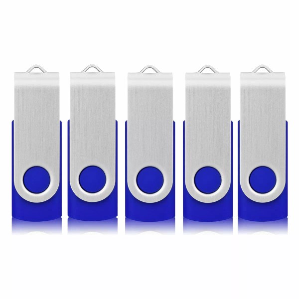 Kootion Blue USB 2.0 5 Pack 16GB Metal Swivel Style