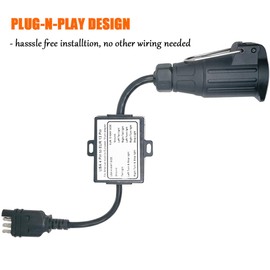 CARROFIX US Vehicle 4-Way Flat Adapter to European 13-Pin Round Plug Trailer Light Converter - Plug and Play Design