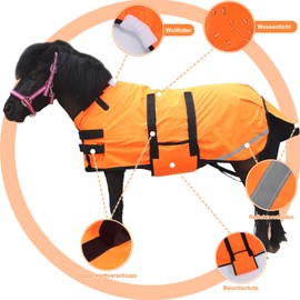 Gallopoff 300D Pony/Shetty Horse Blanket, 150 g/m² Filling Outdoor Blanket for Ponies, Lightweight, Warm, Waterproof, Breathable and Tear-Resistant Winter Blanket for Ponies, Foals, Mini Horses, Dwarf