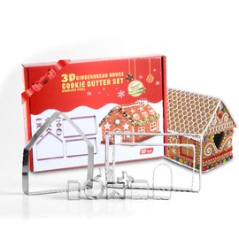 Cookie Cutter Gingerbread House, Christmas Gingerbread House, Cookie Cutter Christmas, DIY Baking Mould Christmas Stainless Steel Mould Christmas House (10 Pieces/Gingerbread House Set)