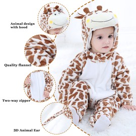 TONWHAR Kids' And Toddlers' Infant Tiger Dinosaur Animal Fancy Dress Costume Outfit Hooded Romper Jumpsuit (4T/Height:40"-43",Giraffe)