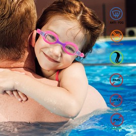 RUIGAO Swim Goggles For Kids 3-6, Toddler Swimming Goggles No Hair Pull, Kids Goggles with Case/Padded Fabric Strap