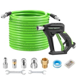 Tool Daily Sewer Jetter Kit for Power Washer 100 FT Heavy Duty Hose,Short Spray Lance,Drain Cleaning,1/4 Inch NPT,Sewer Jetting Nozzle,3600 PSI - Size: 50FT