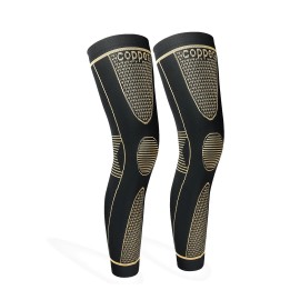 Custom Factory Long Full Copper High Quality Knee Brace Nylon Sports Compression Breathable Non Slip Spandex Gym Knee SupportSize: Xl