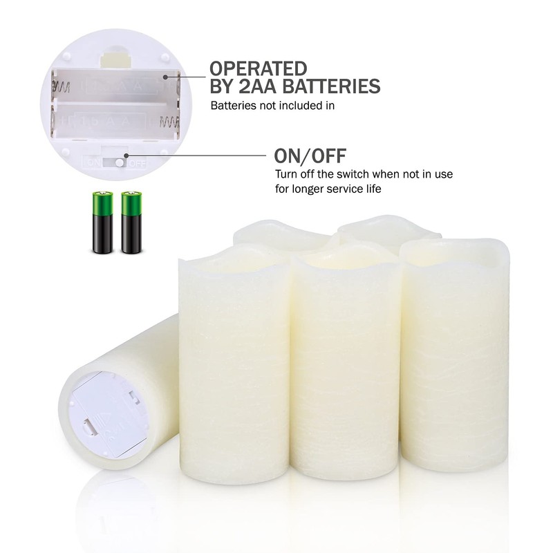 H-BLOSSOM Flameless Candles Battery Operated Real Wax Pillar LED Candles