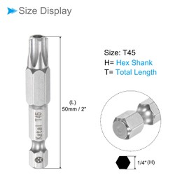 CoCud Magnetic Torx Bits T45 Head 1/4 Inch Hex Shank 2 Inch Length S2 Steel 5 Points Tamper Proof Star Screwdriver Bits - (Use: for Electric Screwdriver) Pack of 1