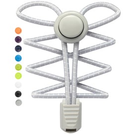 Stepace [2 Pairs] No Tie Elastic Shoe Laces for Adults and Kids - One Size Fit All Light Gray