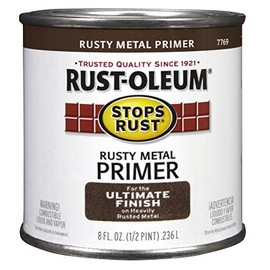 Rust-Oleum 7769730 Stops Rust Rusty Metal Brush On Primer, Half Pint, Flat Red