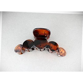 Perfect Hairstyle with Our Hair Accessories - Brown Hair Clip Plastic 3.75" Long Big Barrette Claw Clamp Circle Medallion Coin Fashionable Hair Accessory Hair Jewelry Accessories for Lady Women