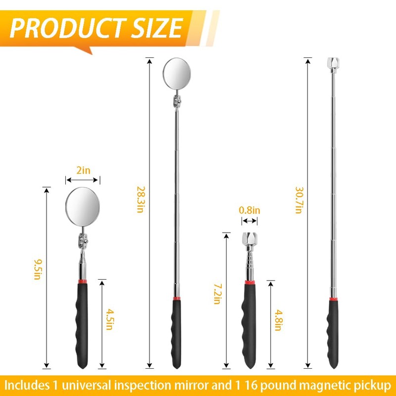 Telescoping Magnetic Pickup Tool Set Pull Force 22 lb, Extendable