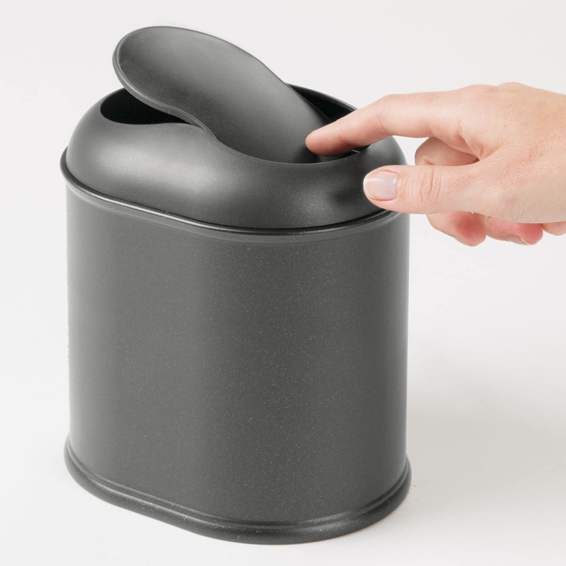 mDesign Mini Swing Lid Plastic Dustbin Pack of 2 Anthracite