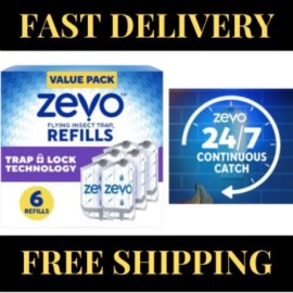 Zevo NEW Flying Insect Trap Refill: 6 Indoor Light Trap Refill Cartridges Capture