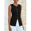 PRETTYGARDEN Women's Sleeveless Blazer Vest Summer 2025 Trendy Button Down