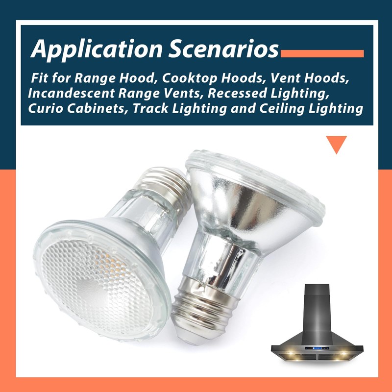 Lisnhlin 2 Pack PAR20 7W Range Hood Bulbs E26 120V