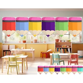8 cortinas de lápiz para el aula escolar, cortinas coloridas para el regreso a la escuela, decoración de recámara, 8 colores