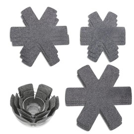 Pot and Pan Protectors, 9 Pieces Pot Pan Protectors for Stacking, Pot Dividers Pads, Stacking Pan Protectors, Adjustable Felt Thermal Insulation Mat, for Protecting and Separating Pots, Gray