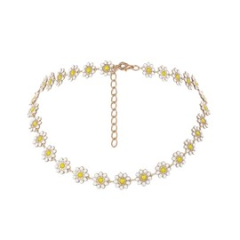 Daisy Necklace for Women Daisy Flower Choker Necklace Summer Necklace Jewelry (White, One size)