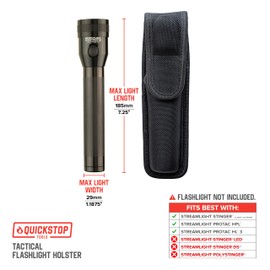 Tactical Flashlight Holster for Streamlight (Classic Old Model) Flashlights & Similar, Heavy-Duty Nylon Flashlight Holder Fits 2-1/4 Inch Duty Belt, for Police, Military & Security Use