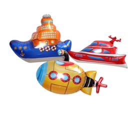 Fesnova Pack of 3 Inflatable Yacht, Helium Balloons U Boo Theme, Inflatable Yacht XXL, for Children's Birthday Party Decoration, Hawaii, Summer, Beach, Ocean Theme Party Decoration