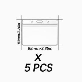 5 Pcs Plastic Card Holder, ID Badge Card, Transparent Clear Horizontal Waterproof Name Tag Badge ID Card, for Student ID Cards, Business Exhibition, Business Cards, Bus Cards