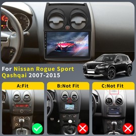 4+64G 8-Core Android 15 Car Stereo for Nissan Rogue Sport Qashqai 2007-2015 with Wireless CarPlay Android Auto, 9'' IPS Touchscreen with WiFi Mirror Link GPS Bluetooth FM RDS DSP EQ SWC