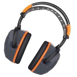 Kisangel Ear Protection Earmuffs for Drum Practice Comfortable Noise Cancelling Headphones Multi Noise Reduction for Work Construction and Industrial Use Orange and Grey Design