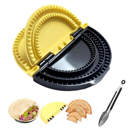 villaesta Quesadilla Maker & Tortilla Sealer Tool | 3-in-1 Adjustable Crimper for 10/8/6 Inch Wraps, Burritos, Calzones | Includes Free Cooking Tongs | Detachable, Dishwasher Safe