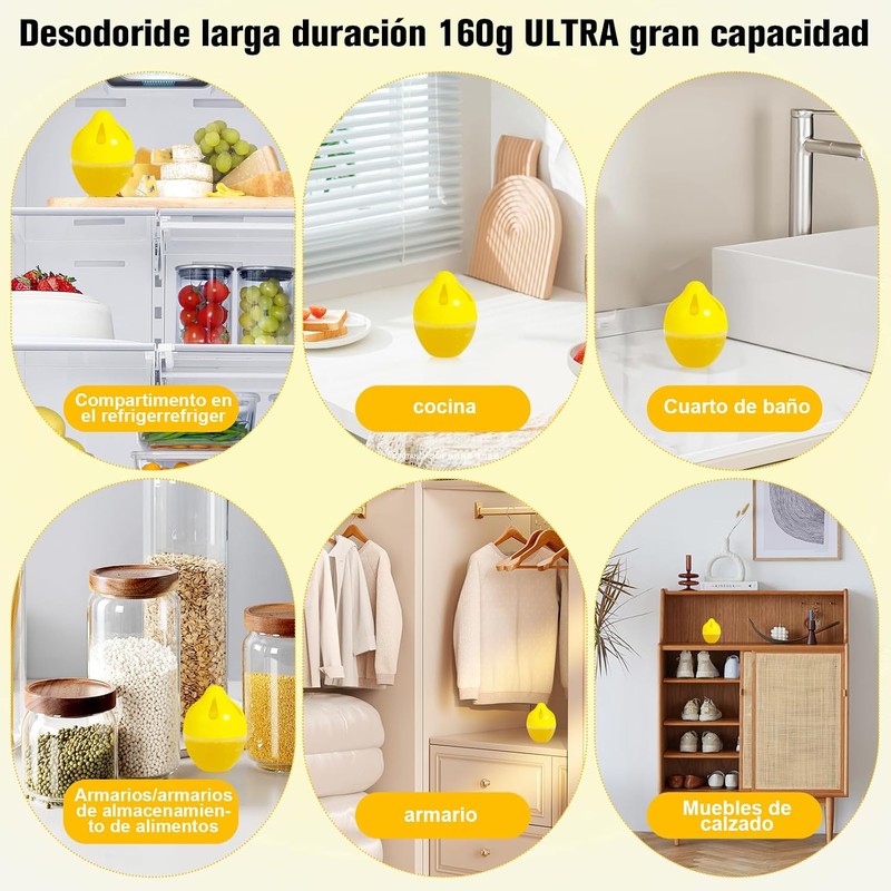 Desodorizante para Nevera 4 Unidades Sabor Limón Eliminador de Olores