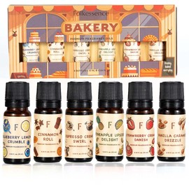 Folkulture Essential Oils for Home | Set of 6 (0.34 fl oz x 6) Bakery Diffuser Oil for Relaxation | Blueberry, Strawberry, Vanilla Essential Oil for Meditation | Pineapple Essential Oil for Women