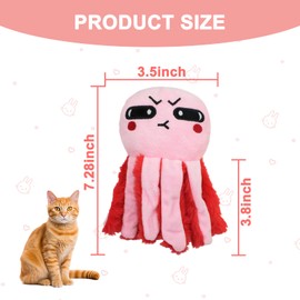 Andiker Cat Interactive Toy, Octopus-Shaped Cat Plush Toys with Crinkle Paper, Cat Toys for Indoor Cats to Scratch and Chew for Kitten Gifts and Cat Lovers(Pink)