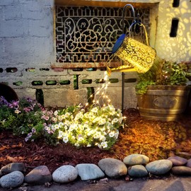 Anordsem Solar Lanterns Outdoor for Homeowners: Metal Cloud Watering Can with Hook - Waterproof Hanging Art Decoration for Garden Patio - Gardening Birthday Gifts for Women Mom Grandma